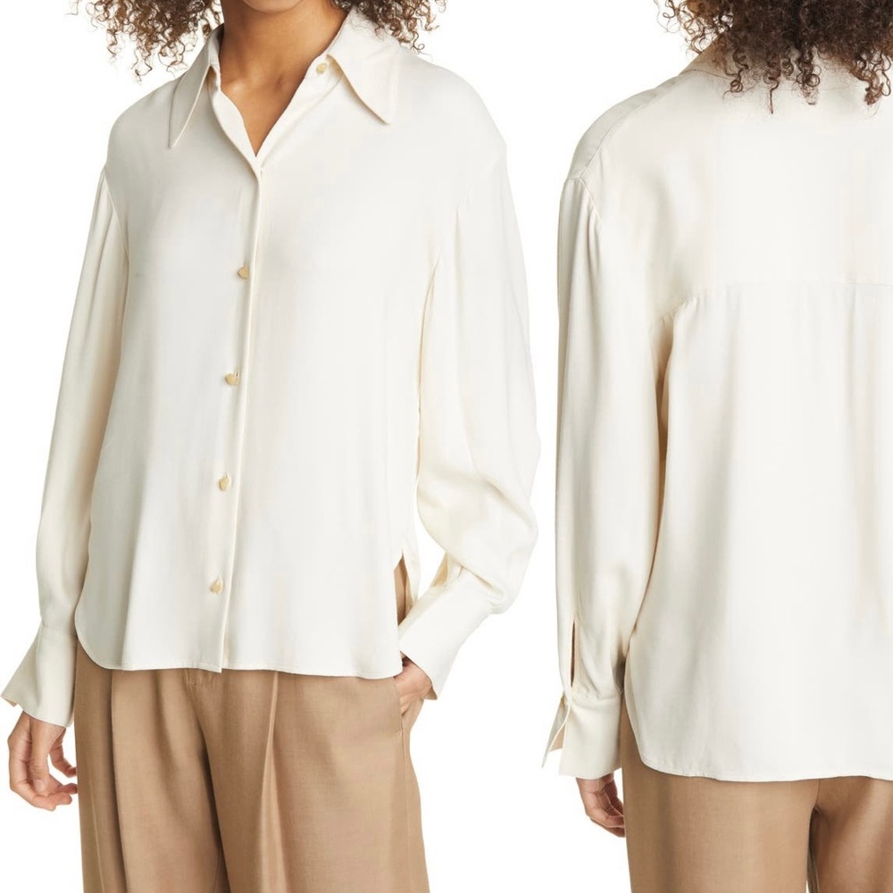 NWT VINCE Long Sleeve Chiffon Blouse Size XS